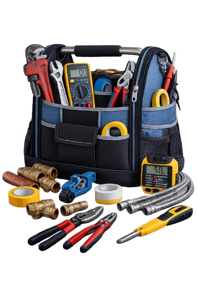 Plumber's tool bag and fittings set