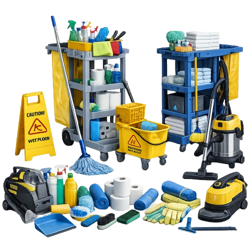 Cleaning supply essentials on display